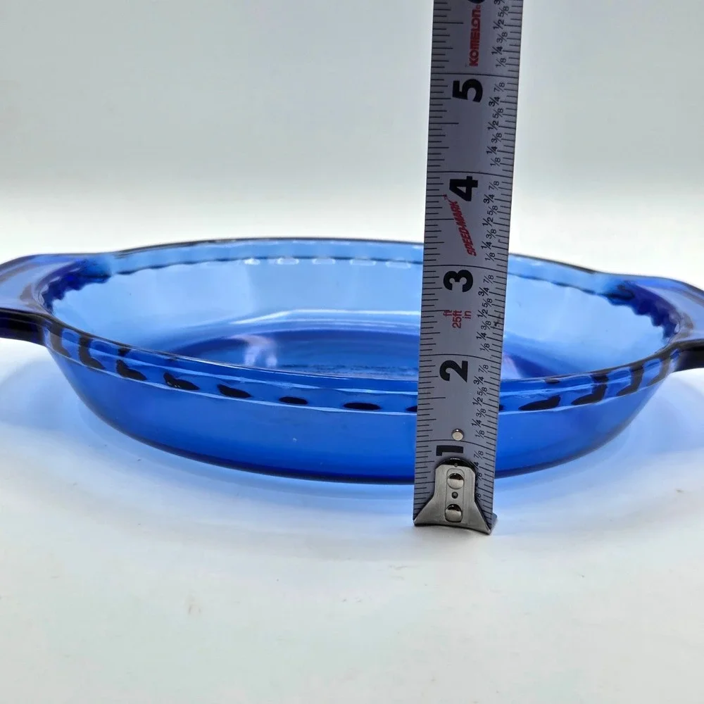 Anchor Hocking Deep Pie Plate 1 qt Ovenware 9 Inch Vintage Cobalt Blue #1075